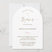 kleine roze strik | doop kaart (Voorkant)