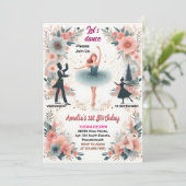 kleine roze Tutu chic meisjes Ballerina 1e verjaar Kaart (Staand voorkant)