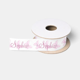 Kleine roze vlinder Aangepast satin 1.5 Satijnen Lint