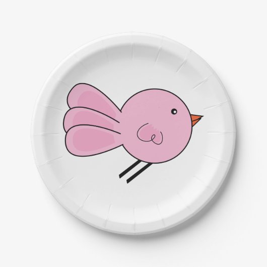 Kleine roze vogelpapieren Borden Papieren Bordje (Voorkant)