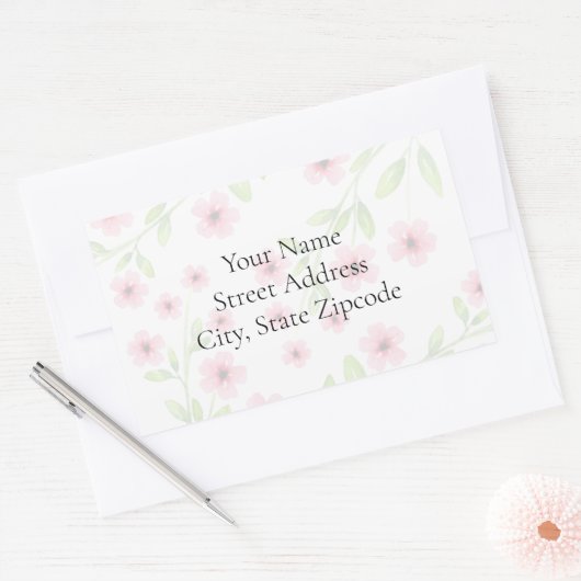 Kleine roze Waterverf bloesems Labels (Envelop)