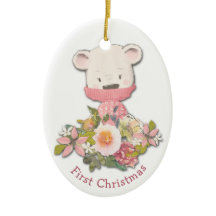 Kleine Roze Winterbeer Baby's Eerste Kerstmis