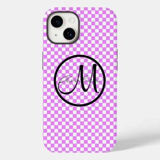 Kleine Roze Witte Geruite Persoonlijke Aanpassing Case-Mate iPhone Case (Achterkant)