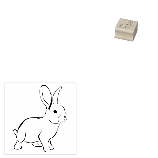 Kleine rubberen stempel - rechterkonijn (Gestempeld)