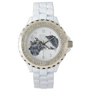 Kleine rustende Scottie-engel Horloge