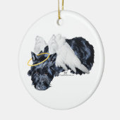 Kleine rustende Scottie-engel Keramisch Ornament (Links)