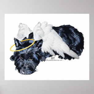 Kleine rustende Scottie-engel Poster