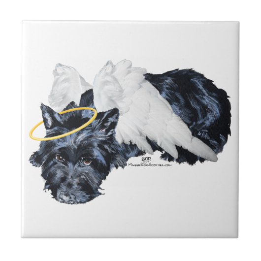 Kleine rustende Scottie-engel Tegeltje (Voorkant)