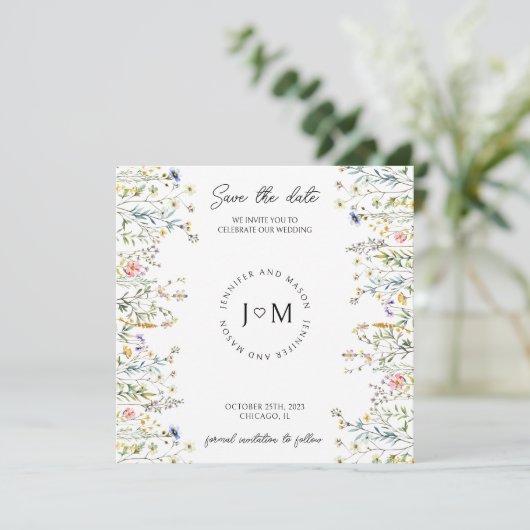 Kleine rustieke bloemen wilde bloem Bewaar de datu Kaart (Staand voorkant)