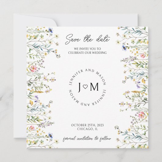 Kleine rustieke bloemen wilde bloem Bewaar de datu Kaart (Voorkant)