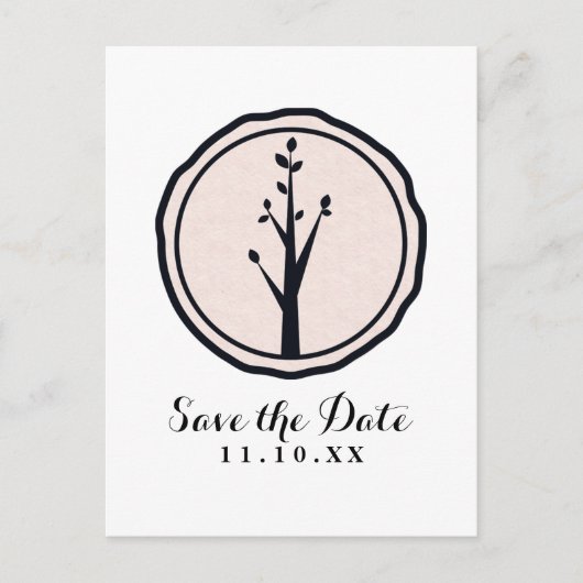 Kleine Rustieke Boom Natuur Bruiloft Save the Date Aankondigingskaart (Voorkant)