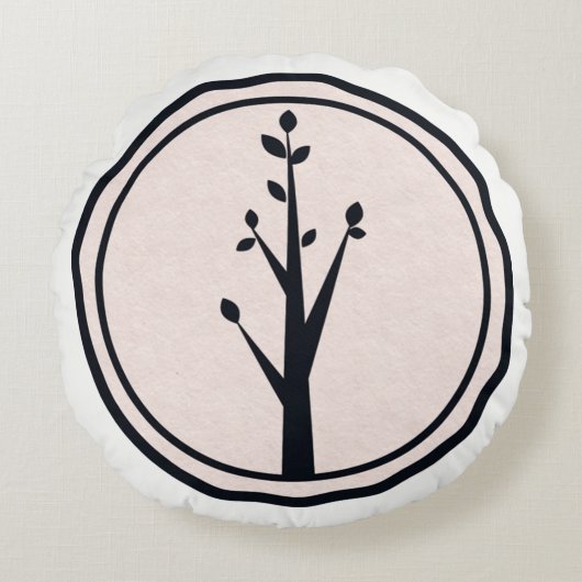 Kleine rustieke boom Natuur minimalistische aangep Rond Kussen (Voorkant)