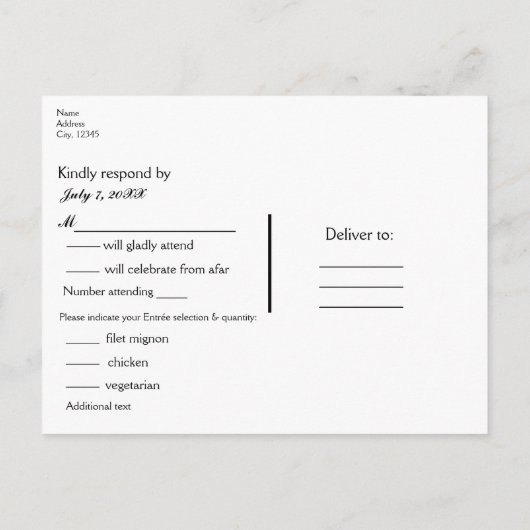 Kleine Rustieke Boom Natuurlijke Trouw RSVP Antwoo Uitnodiging Briefkaart (Achterkant)