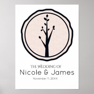 Kleine Rustieke Boom Natuurlijke Trouwdag Aangepas Poster