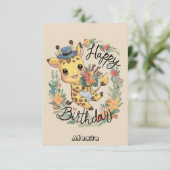 Kleine Safari Giraffe Verjaardag Kaart (Staand voorkant)
