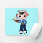 Kleine Sailor Boy Blue Muismat Uw kleur - Tekst (Met muis)