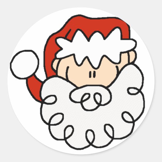 Kleine Santa Stick Figuur Face Ronde Sticker (Voorkant)