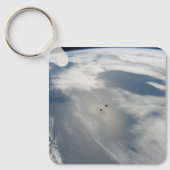Kleine satellieten draaien boven een deel van de a sleutelhanger (Voorkant)