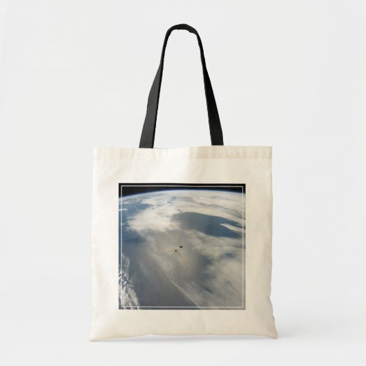 Kleine satellieten draaien boven een deel van de a tote bag (Voorkant)