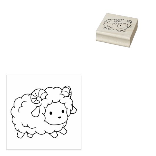 Kleine schapenpoel Ram Kleur me Rubberstempel (Gestempeld)
