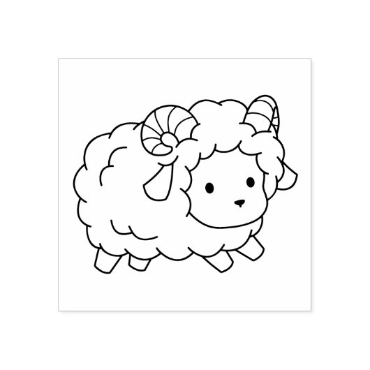 Kleine schapenpoel Ram Kleur me Rubberstempel (Afrduk)