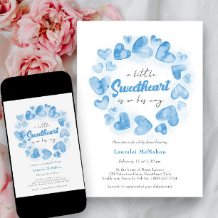Kleine schat blauwe Valentijn jongen baby shower Kaart