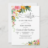 Kleine schat bloemige babyshower uitnodiging (Voorkant)