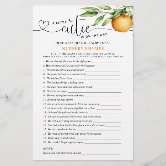 Kleine schat dubbelzijdige babyshower-spelletjes (Voorkant)