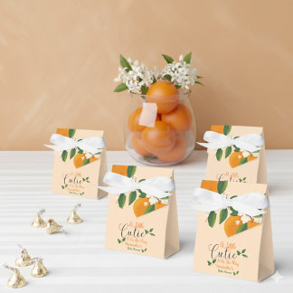 Kleine schat onderweg Oranje baby shower Bedankdoosjes