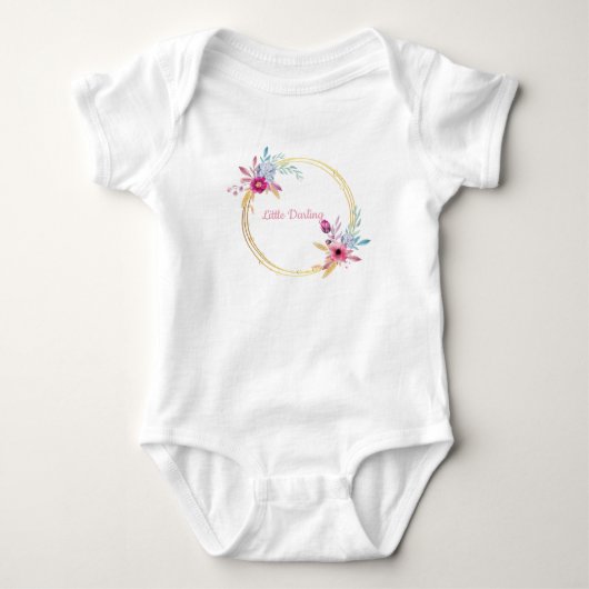 Kleine schat Roze bloemen Romper (Voorkant)