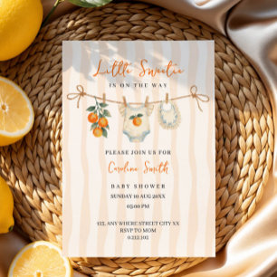 kleine schat sinaasappel cute baby shower uitnodig kaart