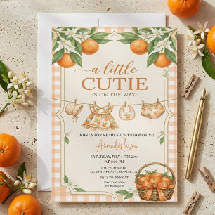 Kleine schat sinaasappel geruite baby shower kaart
