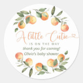 Kleine schatje babyshower bedankt ronde sticker (Voorkant)