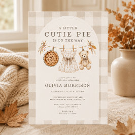 Kleine schatje beer Gingham herfst babyshower Kaart