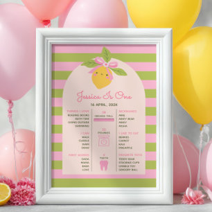 Kleine schatje Eerste verjaardag mijlpaal tijdlijn Poster