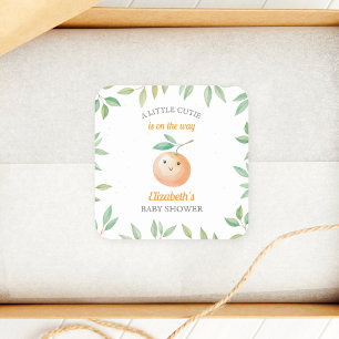 Kleine schatje komt eraan Oranje babyshower Vierkante Sticker