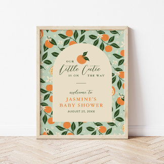 Kleine schatje Sinaasappel Citrus Baby Shower Welk Poster
