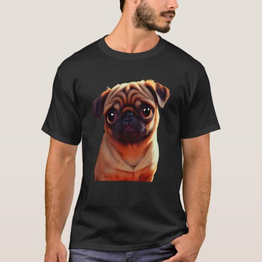 Kleine Schattige bruine puppierolie verf dog T-shirt (Voorkant)