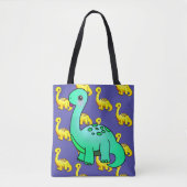 Kleine Schattige Cheeky Aqua Dinosaur Tote Bag (Voorkant)