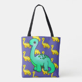 Kleine Schattige Cheeky Aqua Dinosaur Tote Bag (Achterkant)