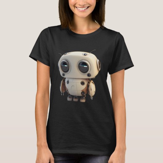 Kleine schattige droevige robot t-shirt (Voorkant)