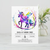Kleine Schattige eenhoorn digitale verjaardag Kaart (Staand voorkant)