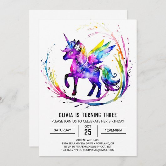 Kleine Schattige eenhoorn digitale verjaardag Kaart (Voorkant / Achterkant)