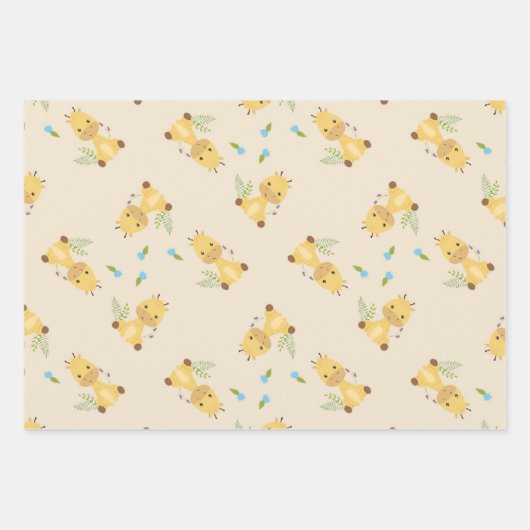 Kleine schattige giraffe bloemenlicht bruin inpakpapier vel (Voorkant 2)