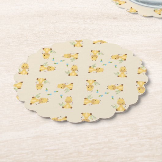 Kleine schattige giraffe bloemenlicht bruin kartonnen onderzetters (Gekanteld)