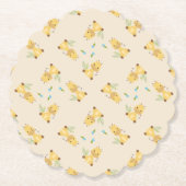 Kleine schattige giraffe bloemenlicht bruin kartonnen onderzetters (Voorkant)