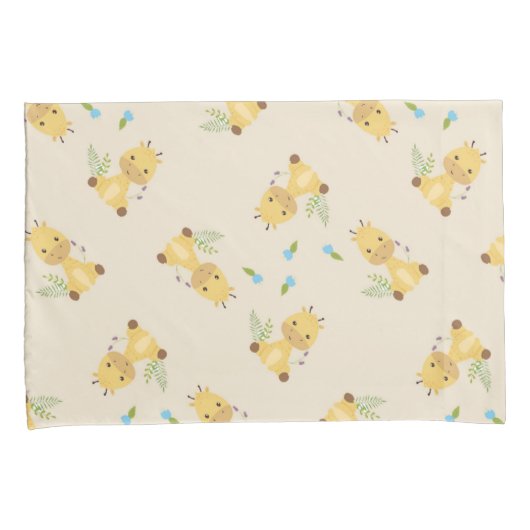 Kleine schattige giraffe bloemenlicht bruin kussensloop (Voorkant-Rechts)