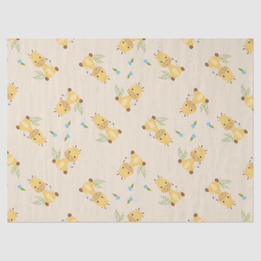 Kleine schattige giraffe bloemenlicht bruin tissuepapier (Voorkant)