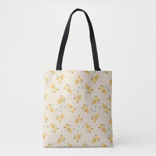 Kleine schattige giraffe bloemenlicht bruin tote bag (Voorkant)