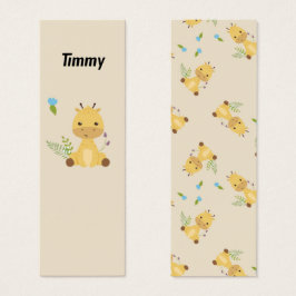 Kleine schattige giraffe gepersonaliseerd bruin bl mini visitekaartjes